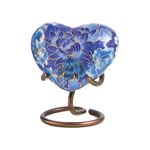 [URN-C103H] Floral Blue Elite Heart Keepsake