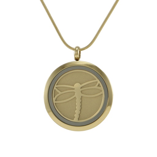 [URN-J5039] Round Pendant - Bronze Dragonfly